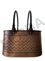 Çift Kulplu Antik Bakır Odun Kovası