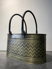 Çift Kulplu Antik Bronz Odun Kovası