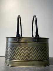 Çift Kulplu Antik Bronz Odun Kovası