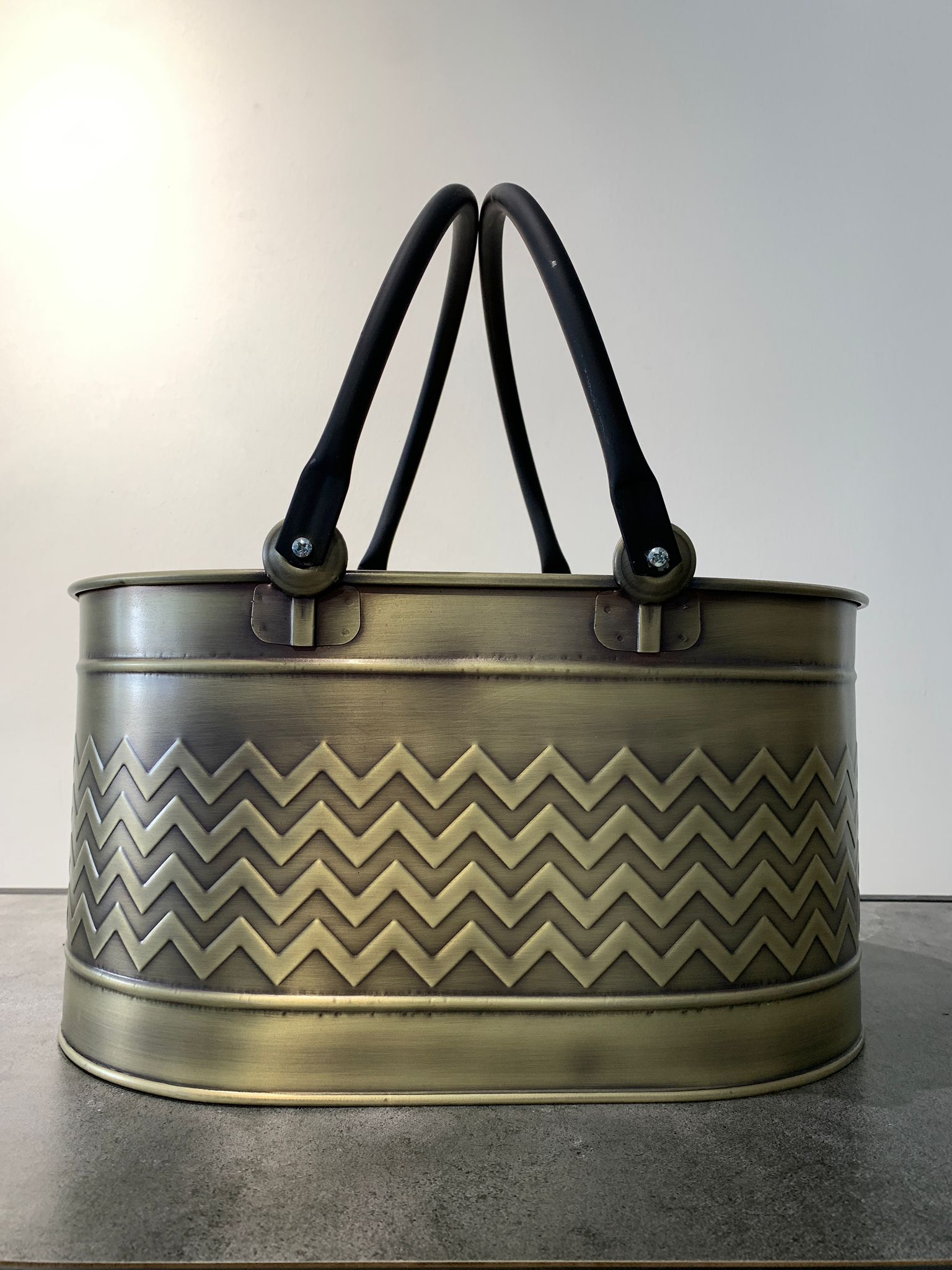 Çift Kulplu Antik Bronz Odun Kovası