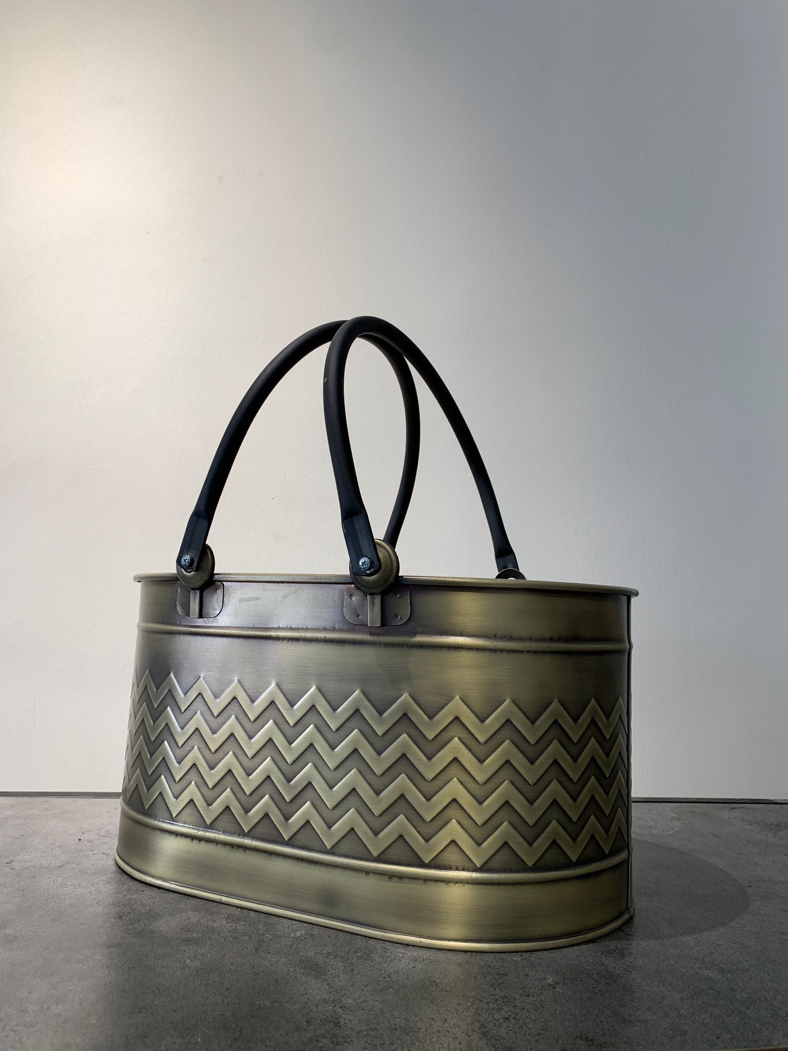 Çift Kulplu Antik Bronz Odun Kovası