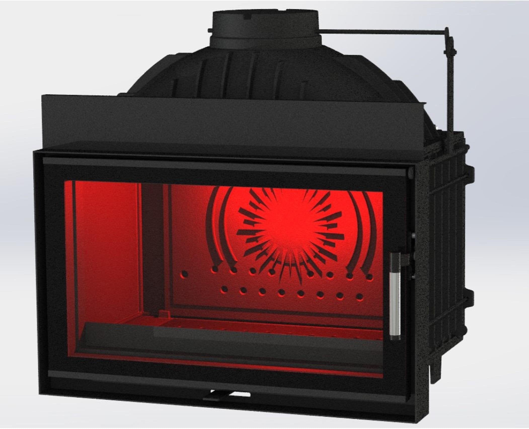 Diamond Siyah Klapeli Döküm Tek Camlı Şömine Haznesi 75 cm