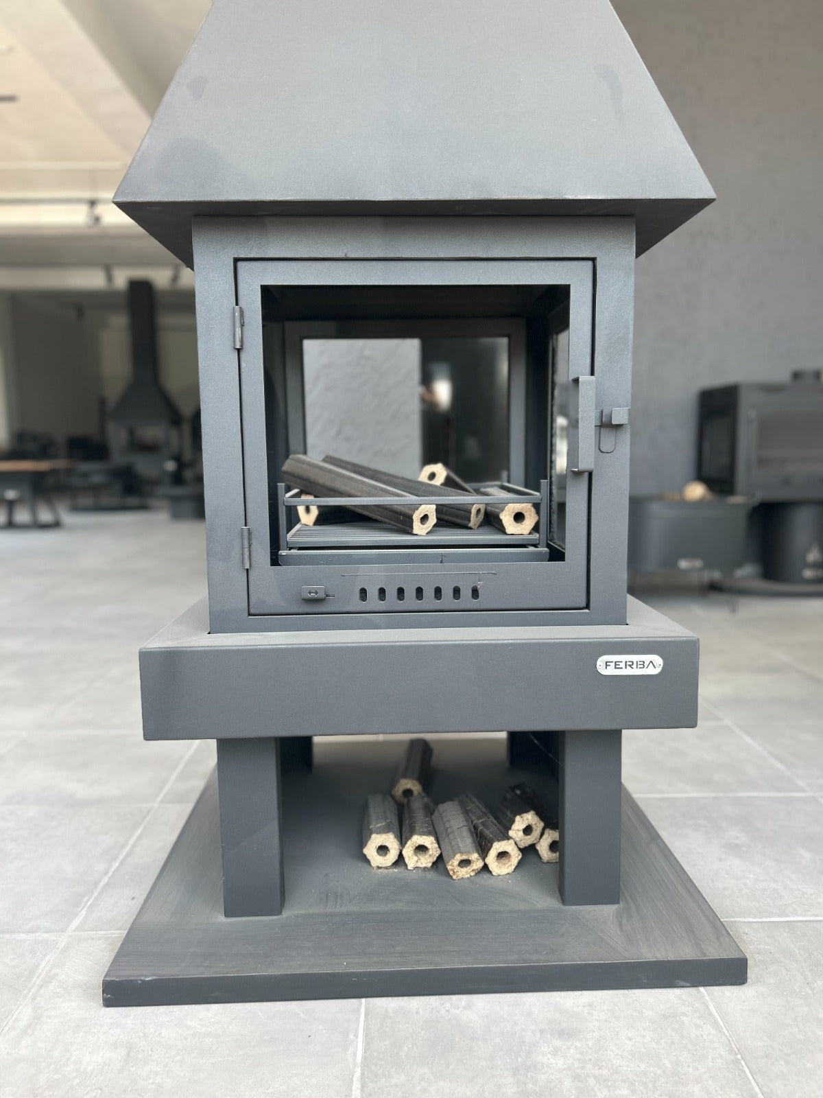 FERBA 80x80 Odun Hazneli Metal Orta Şömine