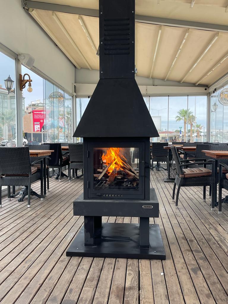 FERBA 80x80 Odun Hazneli Metal Orta Şömine