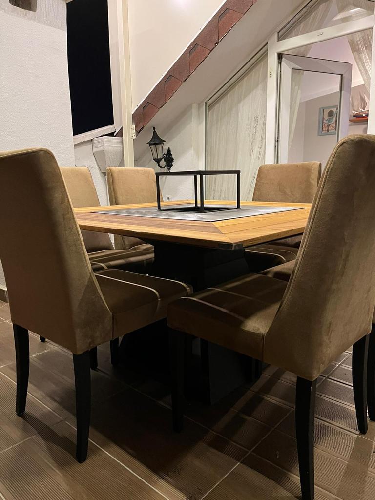 FERBA Initium Model Iroko Ahşap Bahçe Mangal Masa(PASLANMAZ IZGARALI)