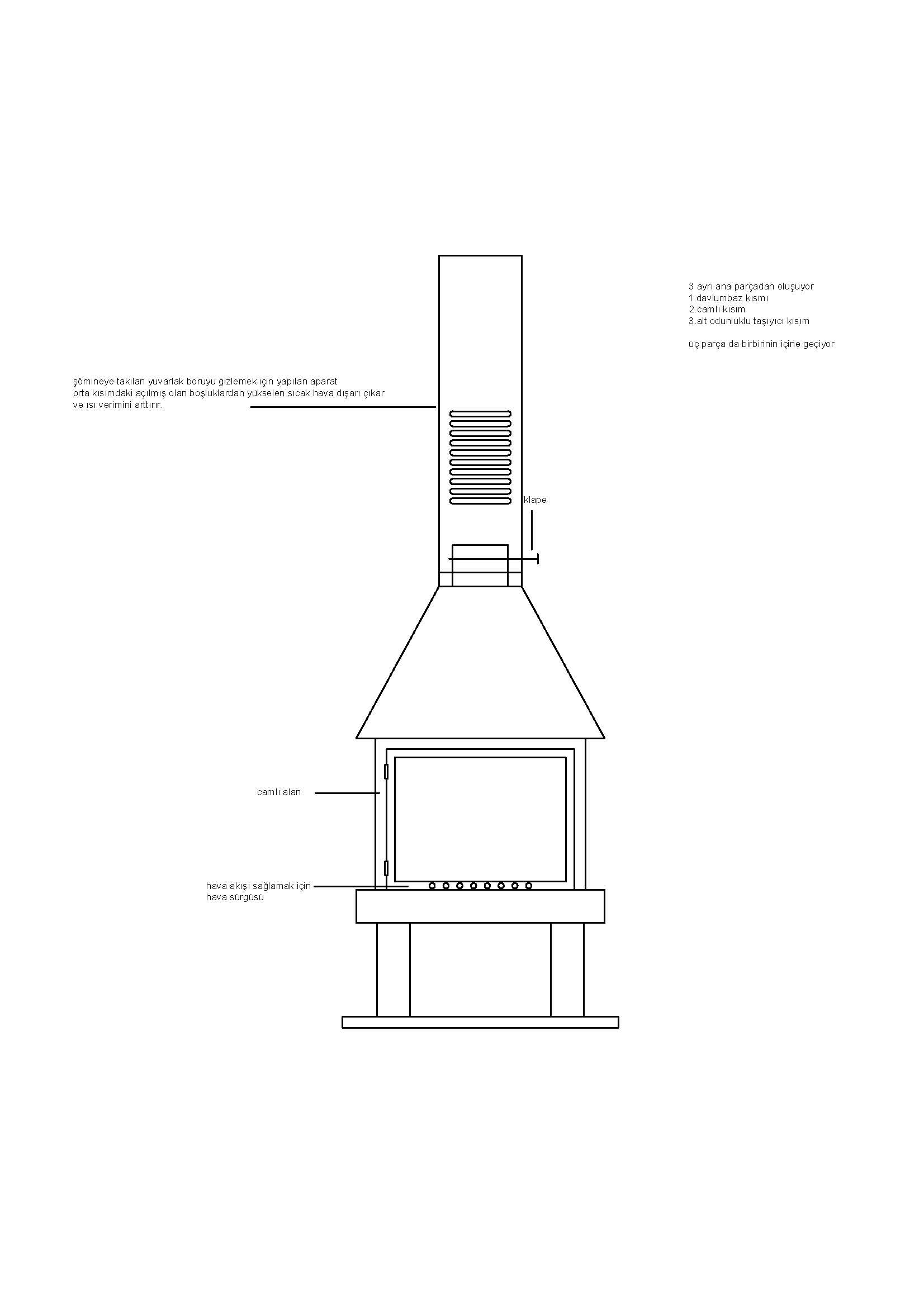 FERBA Metal Orta Şömine Odun Hazneli