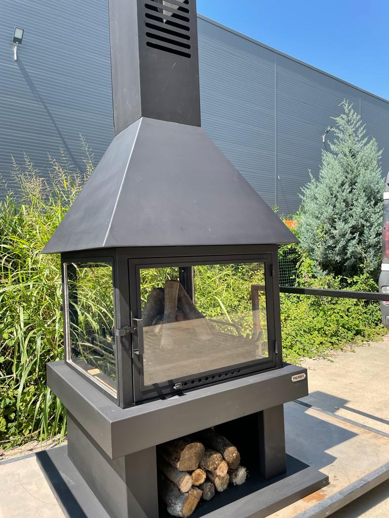 FERBA Metal Orta Şömine Odun Hazneli