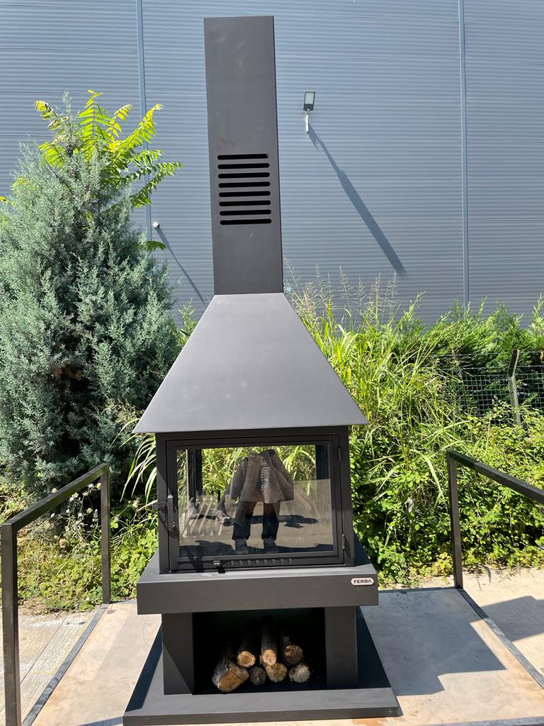 FERBA Metal Orta Şömine Odun Hazneli