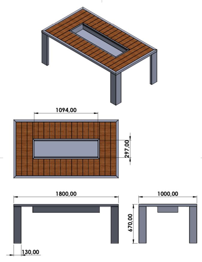 FERBA Paslanmaz İroko Bahçe Mangal Masa