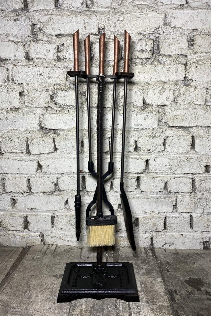 Model Antik Bakır Ruj Başlık Fransız Şömine Maşa Takımı