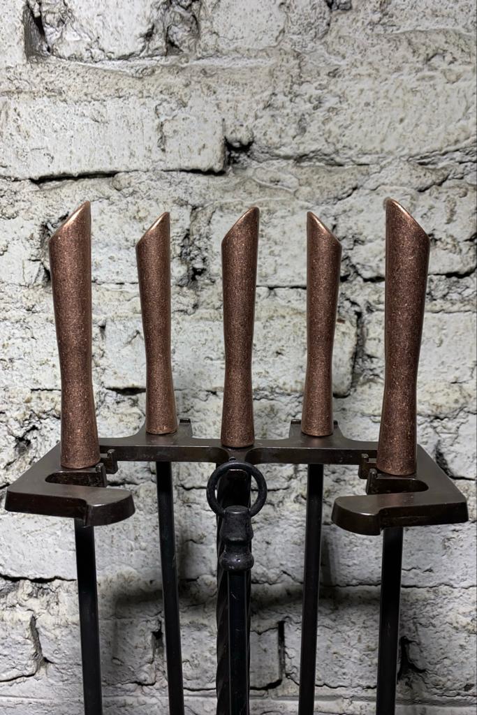 Model Antik Bakır Ruj Başlık Fransız Şömine Maşa Takımı