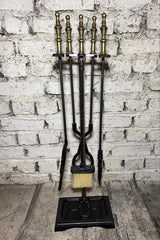 Model Antik Sarı Marpuç Fransız Başlıklı Şömine Maşa Takımı