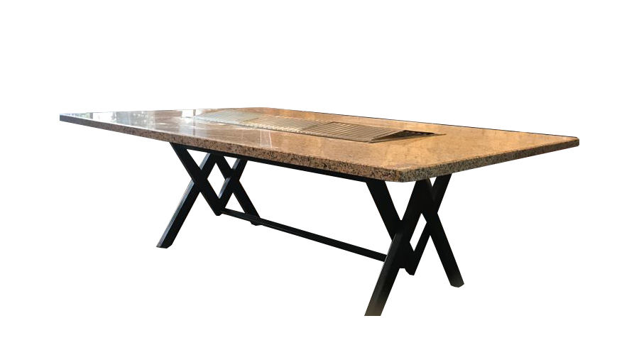 Gri Granit Mangal Masa (240x130 cm)-[12 Kişilik]