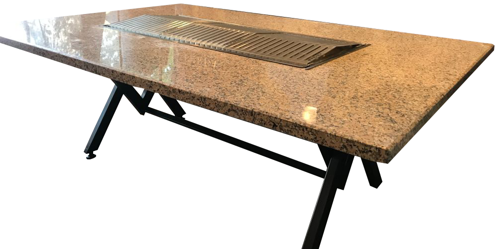 Gri Granit Mangal Masa (240x130 cm)-[12 Kişilik]