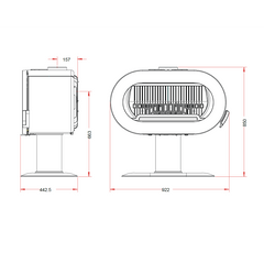 INVICTA Fifty On Pedestal Kırmızı Seramikli Döküm Odun Sobası