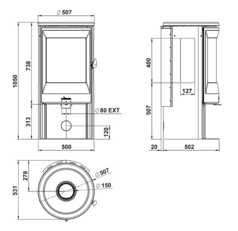 INVICTA Neosen 3 Tarafı Camlı Çelik Odun Sobası
