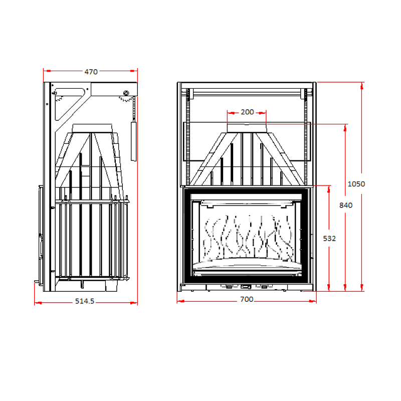 Invicta Asansörlü Şömine Haznesi 700 Grande Angle Asansörlü