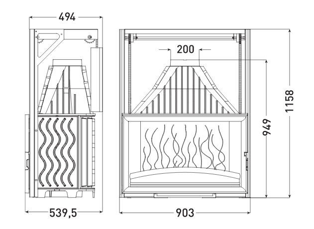 Invicta Asansörlü Şömine Haznesi 900 Grande Vision
