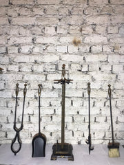 Kum Saati Başlıklı Bronz Şömine Maşa Takımı