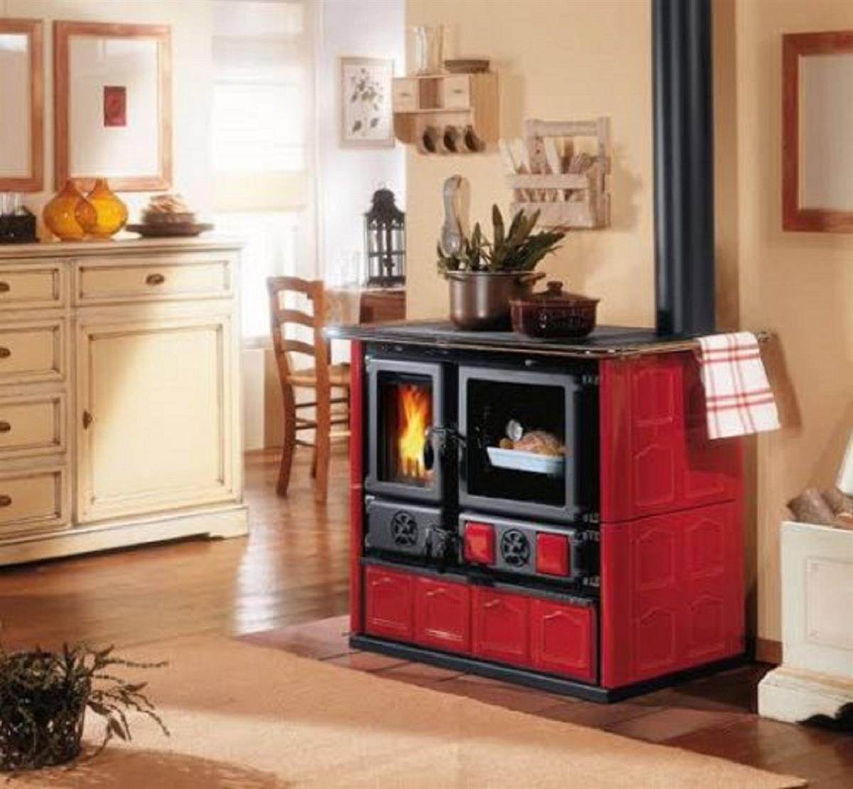 La Nordica Rosa 5.0 Maiolica Kırmızı Kuzine Soba