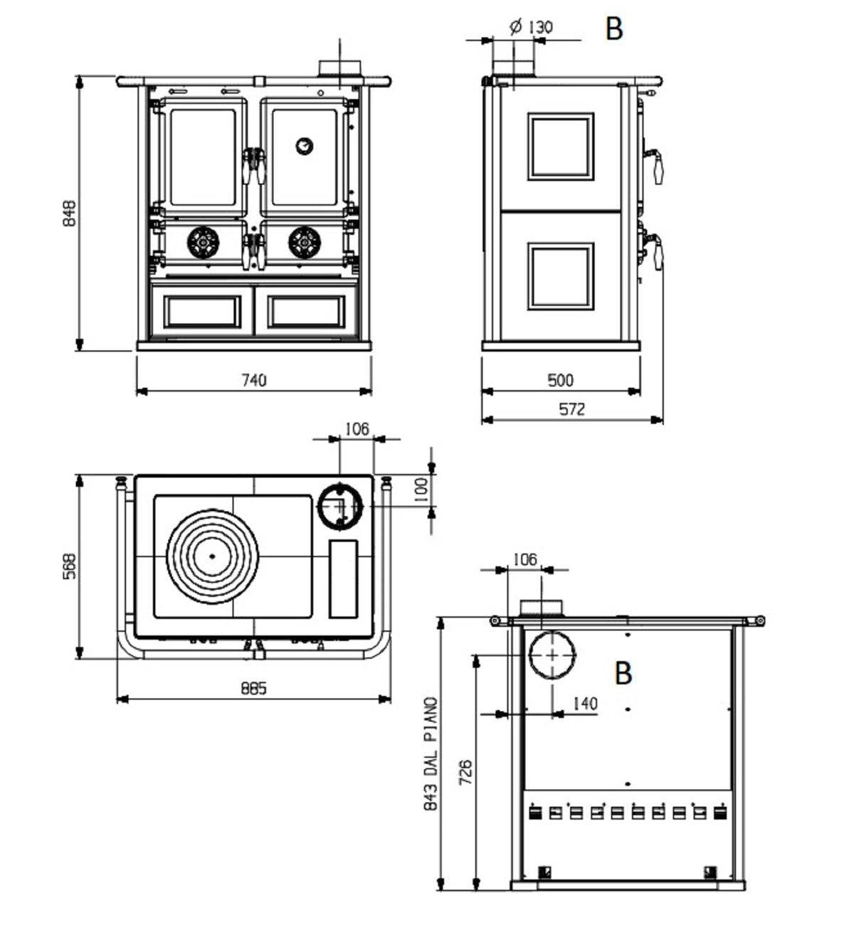 La Nordica Rosetta BII Kırmızı Kuzine Soba