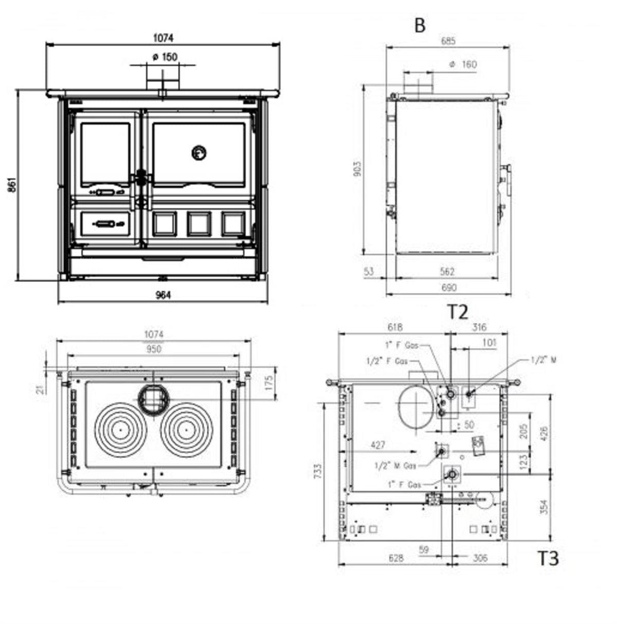 La Nordica Termo Rosa XXL DSA 4.0 Kuzine Soba Antrasit