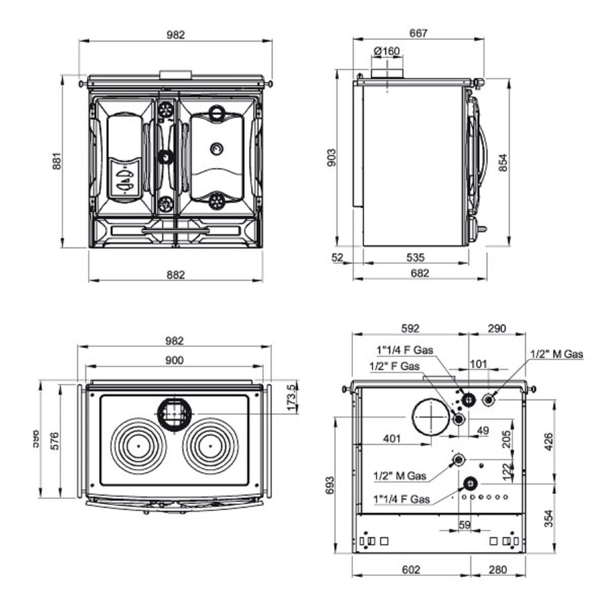 La Nordica Termo Suprema Compact DSA Kuzine Soba Antrasit