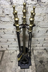 Marpuç Başlı Antik Bronz Şömine Maşa Takımı