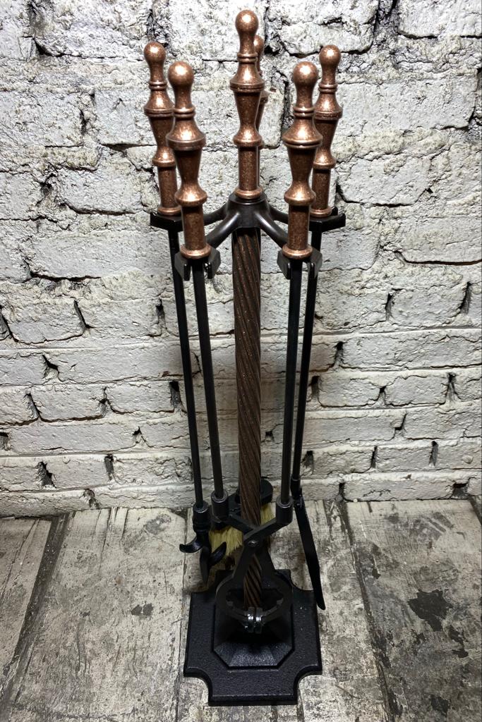 Marpuç Başlık Model Antik Bakır Şömine Maşa Takımı