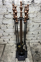 Marpuç Başlık Model Antik Bakır Şömine Maşa Takımı