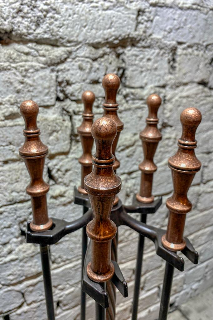 Marpuç Başlık Model Antik Bakır Şömine Maşa Takımı