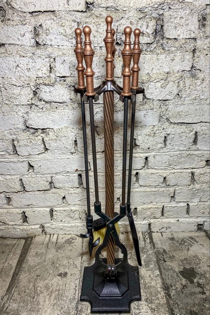 Marpuç Başlık Model Antik Bakır Şömine Maşa Takımı