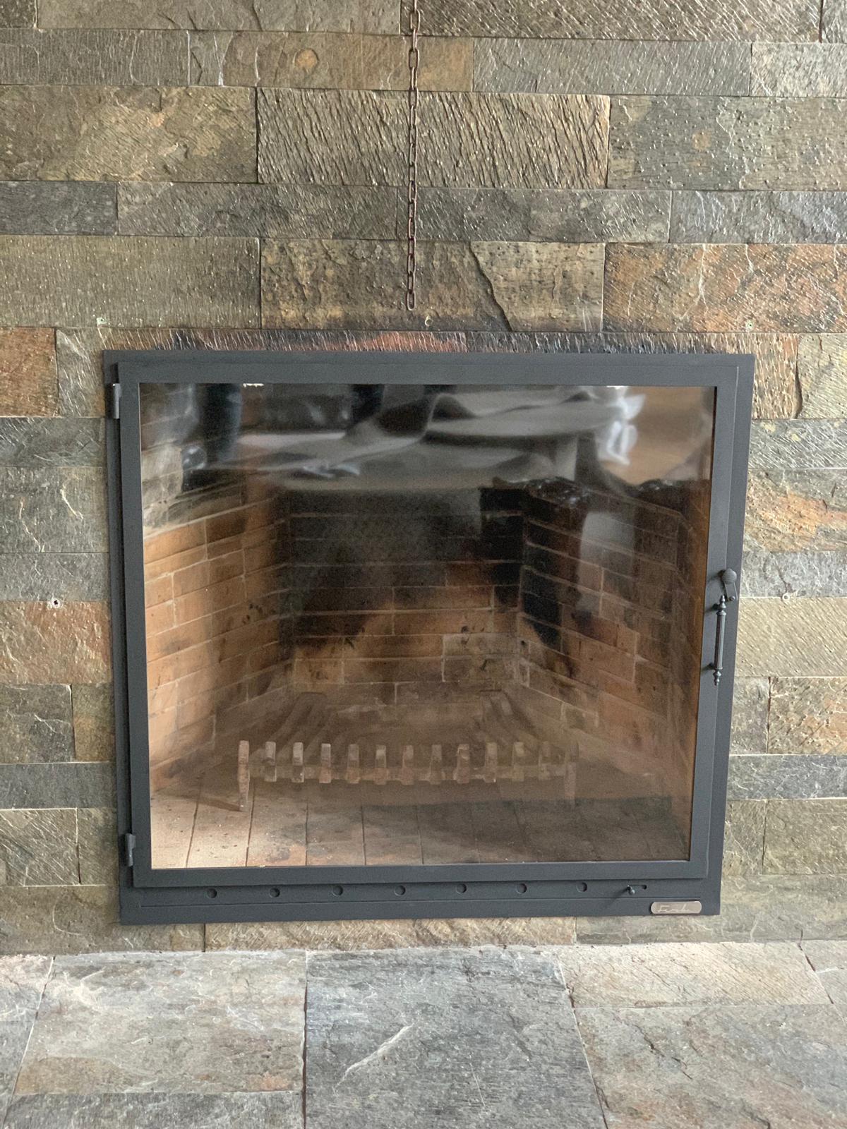 Metal Çerçeveli Şömine Cam Kapağı 1 - (Ölçüye Özel Üretim)