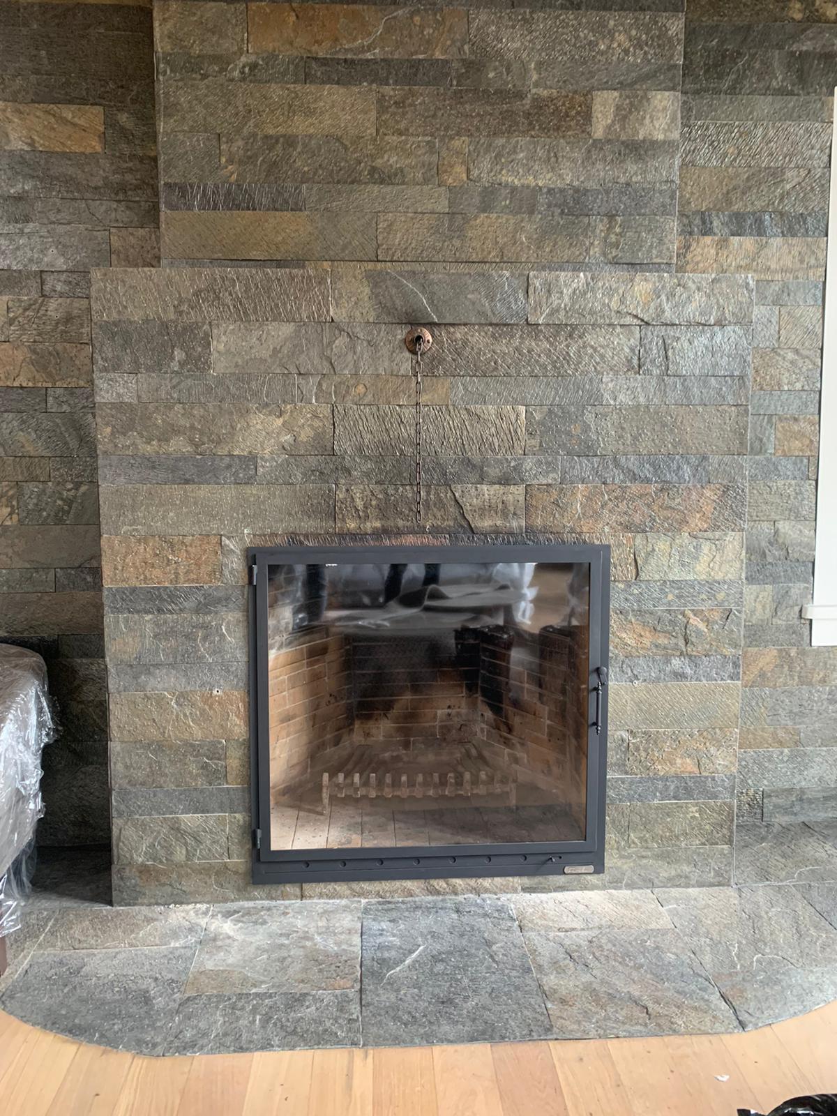 Metal Çerçeveli Şömine Cam Kapağı 1 - (Ölçüye Özel Üretim)