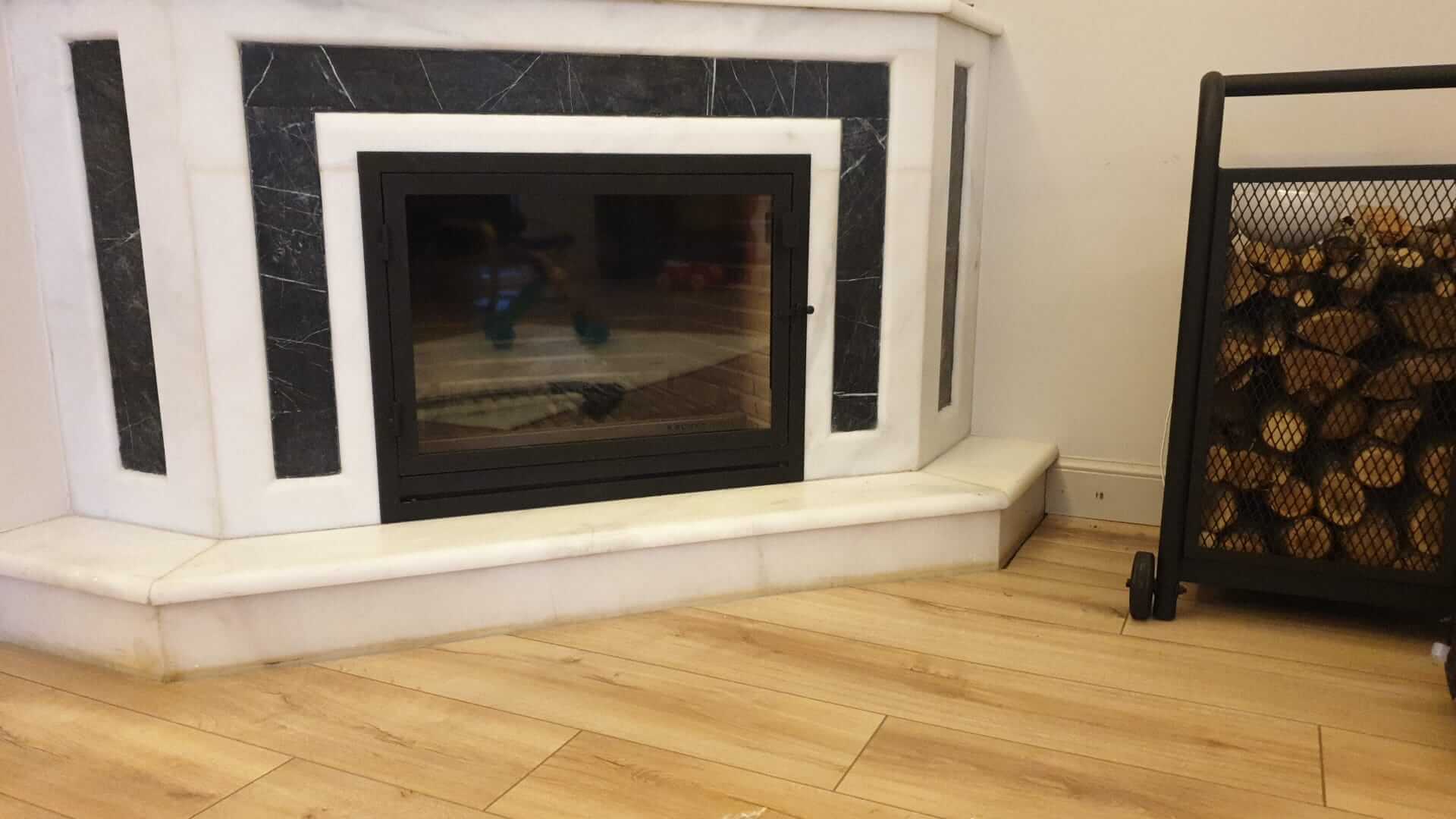 Metal Çerçeveli Şömine Cam Kapağı 2 - (Ölçüye Özel Üretim)