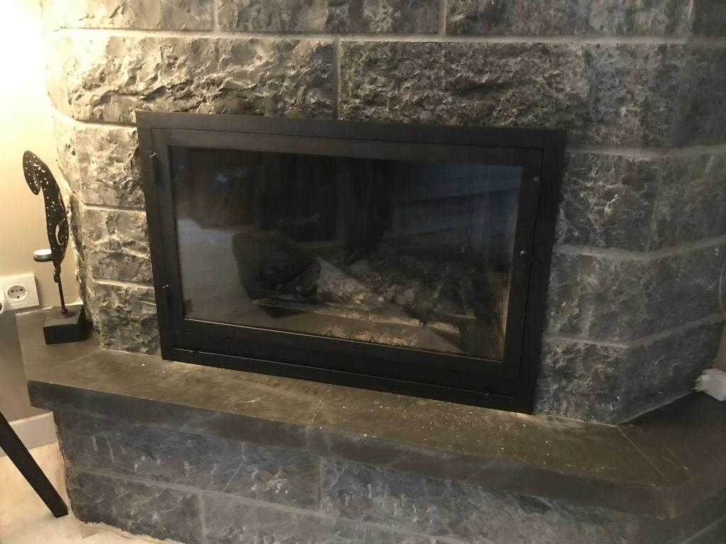 Metal Çerçeveli Şömine Cam Kapağı 3 - (Ölçüye Özel Üretim)