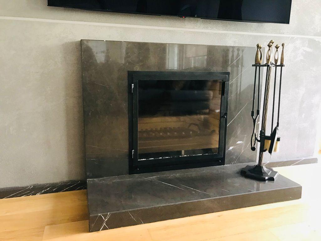 Metal Çerçeveli Şömine Cam Kapağı 3 - (Ölçüye Özel Üretim)