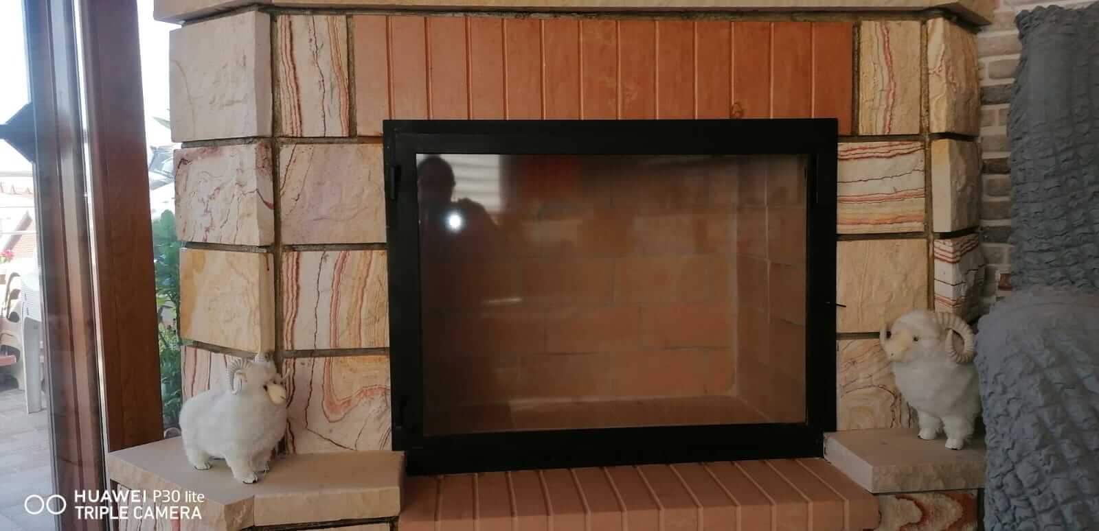 Metal Çerçeveli Şömine Cam Kapağı 5 - (Ölçüye Özel Üretim)