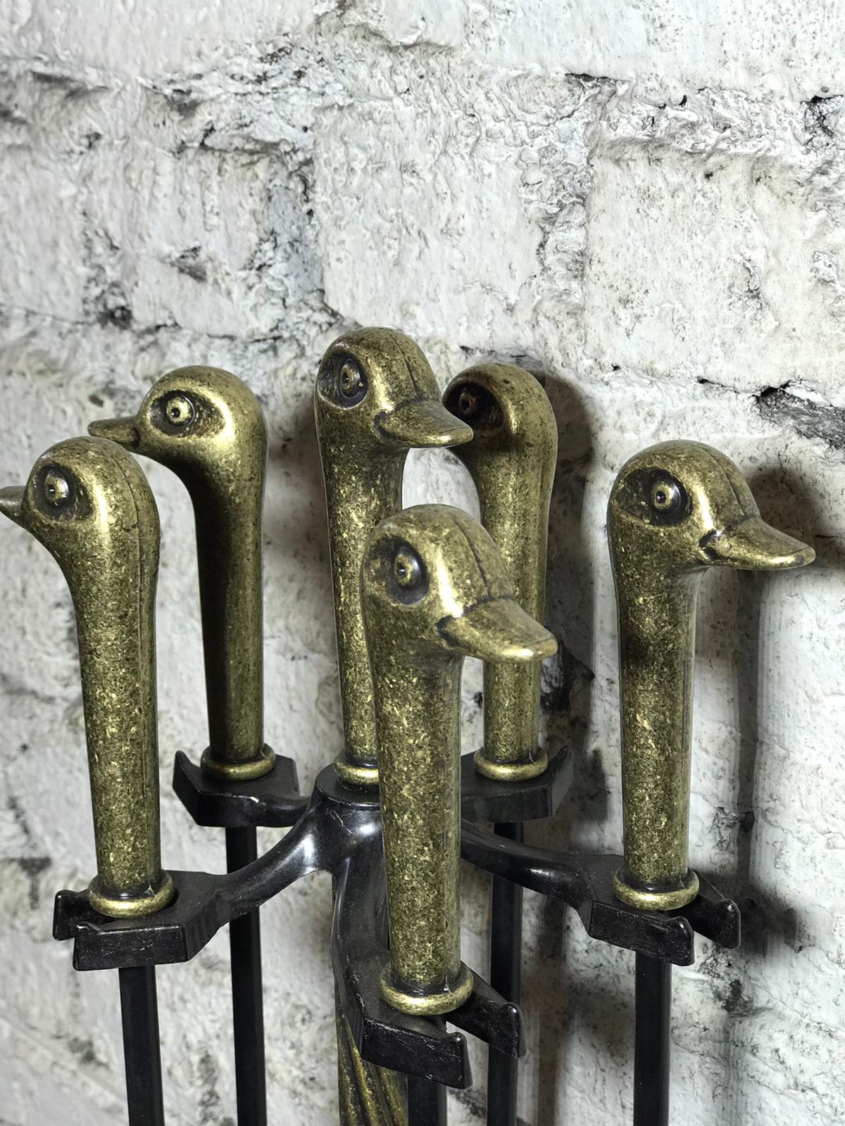 Ördek Başlı Şömine Maşa Takımı