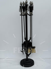 Porselen Başlıklı Şömine Maşa Takımı Siyah