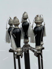 Porselen Başlıklı Şömine Maşa Takımı Siyah