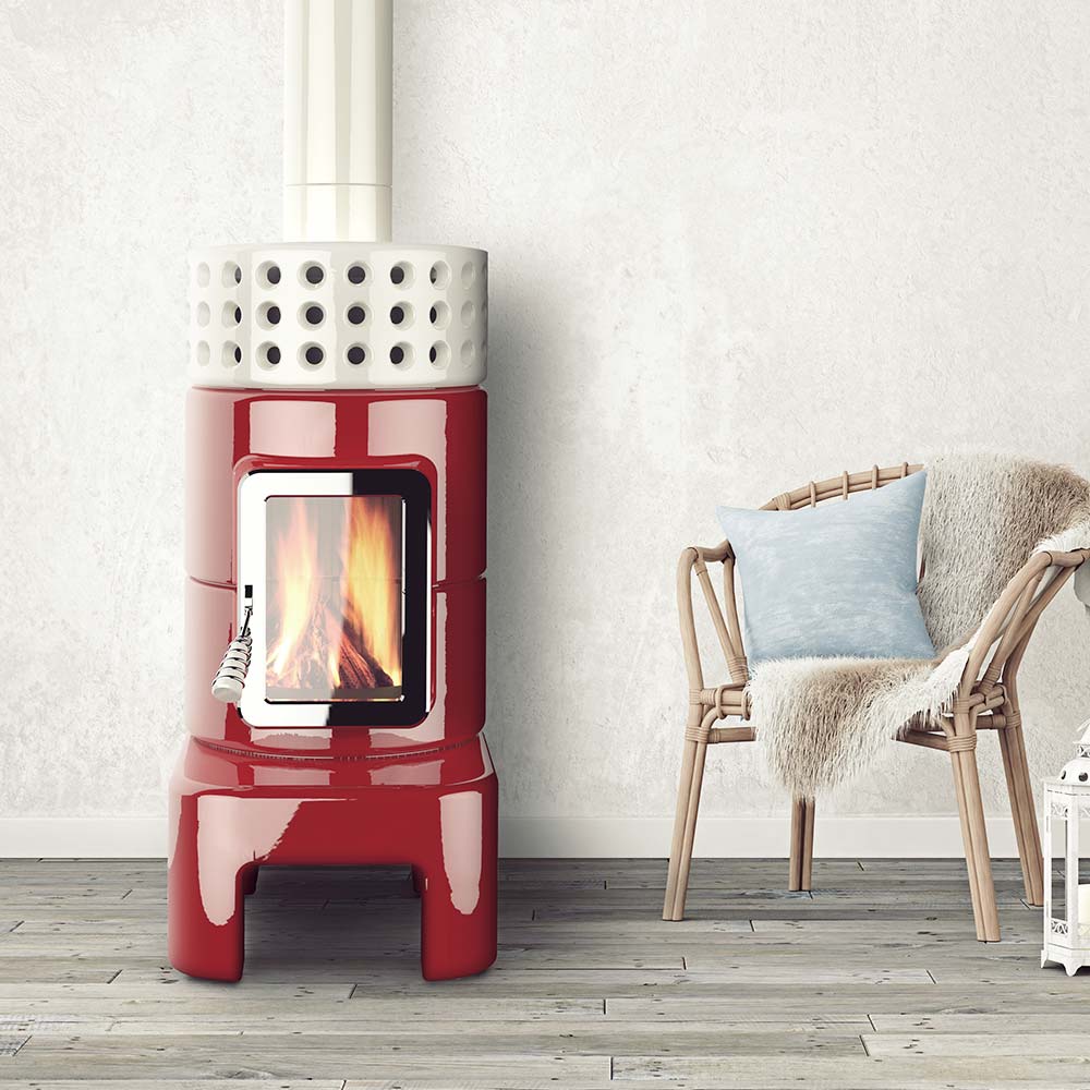 Yuvarlak Yığın Uzun Seramik Odun Sobası
