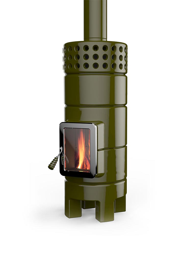 Yuvarlak Stack Slim Isı Akümülatörlü Seramik Odun Sobası