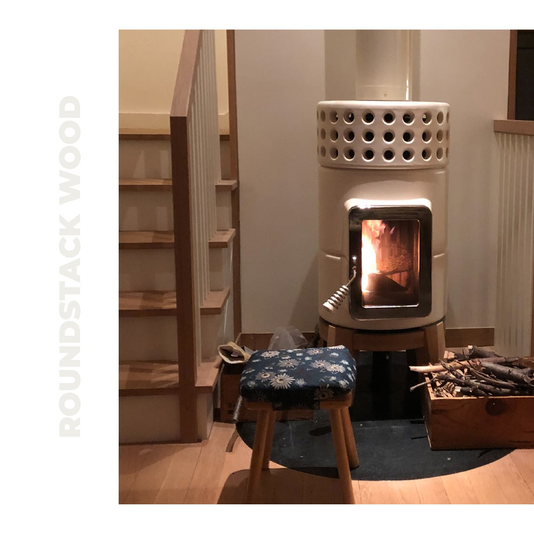 Yuvarlak Yığma Ahşap Seramik Odun Sobası
