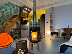 Yuvarlak Yığma Ahşap Seramik Odun Sobası