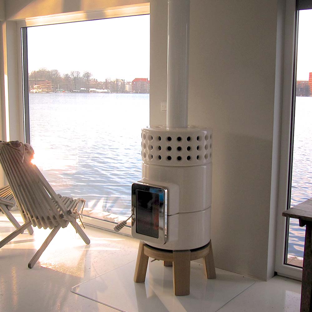 Yuvarlak Yığma Ahşap Seramik Odun Sobası