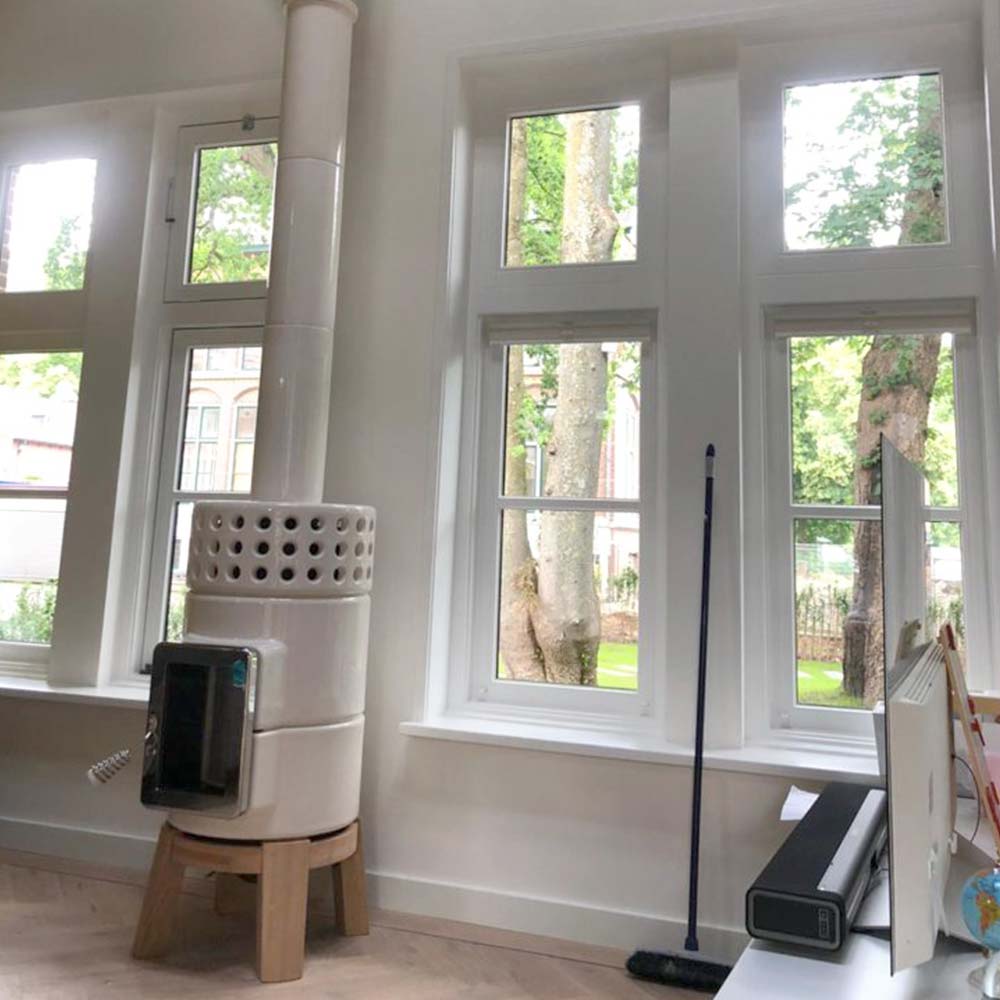 Yuvarlak Yığma Ahşap Seramik Odun Sobası