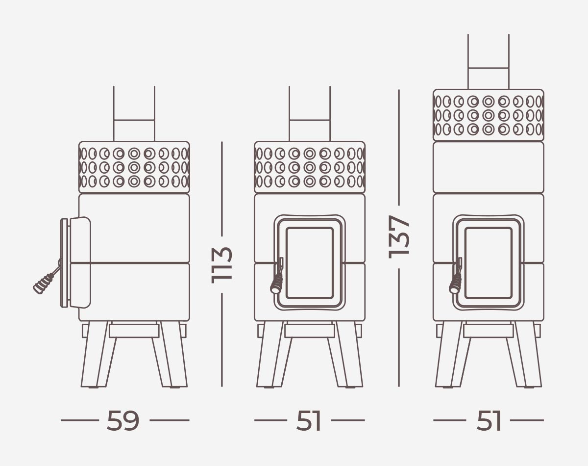 Yuvarlak Yığma Ahşap Seramik Odun Sobası