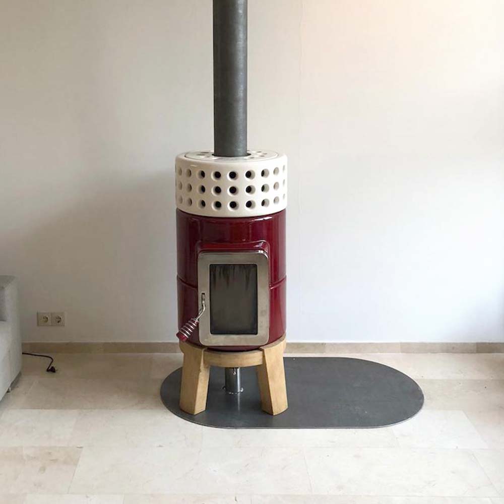 Yuvarlak Yığma Ahşap Seramik Odun Sobası