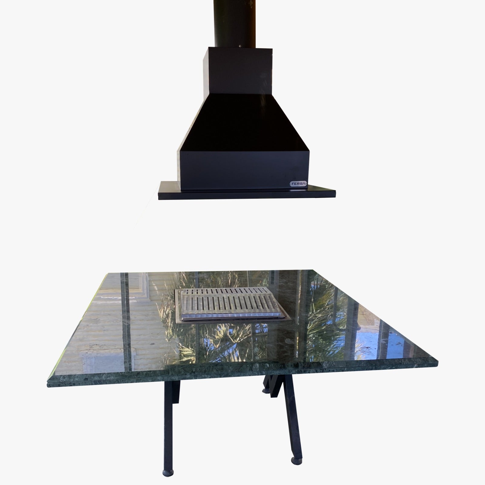 Yeşil Granit Tezgahlı Mangal Masa (130x130 cm)